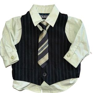 NWT baby boy Mark Jason set - coordinating vest, long sleeve dress shirt and tie